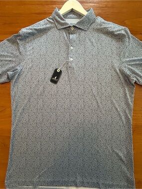 johnnie-O Light Blue Prawn Micro-Pattern featherweight Polo